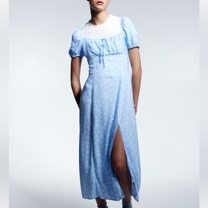 NWT H&M Light Blue Floral Puff Sleeve Dress